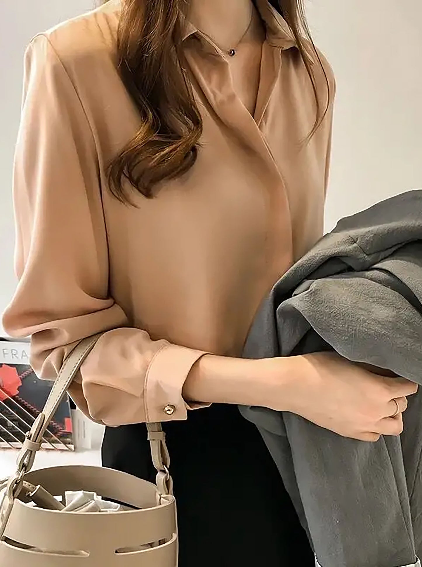 Dressworks Ladies Corporate workwear - Chiffon Blouse Khaki